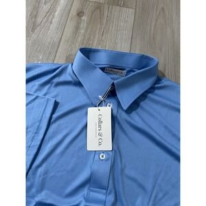 Collars and Co  Collar Polo Solid Blue  Size XL Blue.